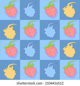 Vector illustration of stylized cartoon berries. The pattern is made in a mix of retro-pop art styles.