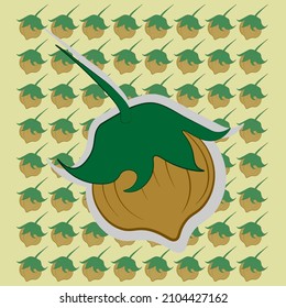 Vector illustration of stylized cartoon nuts. Background of nuts and their silhouettes.