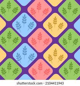 Vector illustration of stylized cartoon tree leaves.  The pattern is executed in a mix of retro pop art styles.