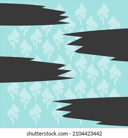 Ilustración vectorial de los estilizados árboles de dibujos animados. El fondo de los árboles y sus siluetas.