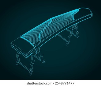 Ilustração vetorial do instrumento chinês estilizado guzheng