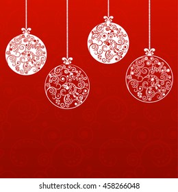 vector illustration. Stylized Christmas balls. Patterns swirls