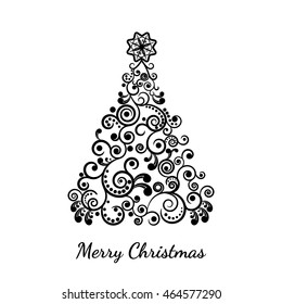 vector illustration. A stylized Christmas tree, the curl ornament. New year, background.