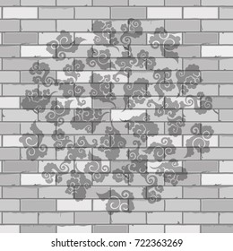 Vector illustration of stylized clouds on brick wall background