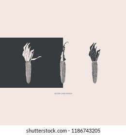 Vector illustration. Stylized corn silhouettes.  Vector card. Cover design.