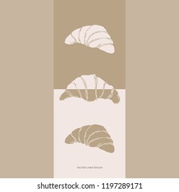 Vector illustration. Stylized croissants silhouettes.  Vector card. Cover design.