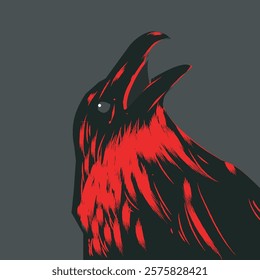 Vector illustration of a stylized crow with a sleek and modern design