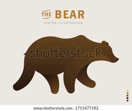 Vector illustration of a stylized cute bear on solid color background.