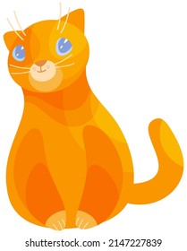 Ilustración vectorial de un lindo gato de jengibre estilizado aislado en un fondo blanco