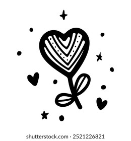 Ilustración vectorial de estilizado Doodle Heart Flover con Elementos decorativos