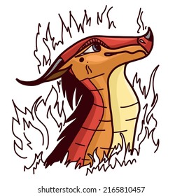 Vector illustration of a stylized dragon. Fabulous creature in cartoon style for design