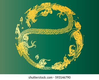 vector illustration of stylized dragon logo.Chinese Traditional.