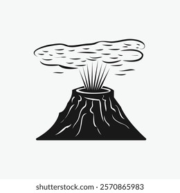 Vector illustration of a stylized erupting volcano.