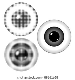 Vector illustration of stylized eyeball with a pupil