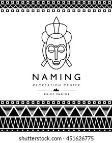 Vector illustration. The stylized face of African, Indian girls. Illustration with ornaments African motifs. Logo for packing coffee, jewelry, exotic things. Gift wrap. Tribe Arbor.