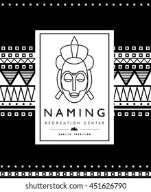 Vector illustration. The stylized face of African, Indian girls. Illustration with ornaments African motifs. Logo for packing coffee, jewelry, exotic things. Gift wrap. Tribe Arbor.