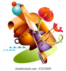 Vector illustration of stylized fine dining