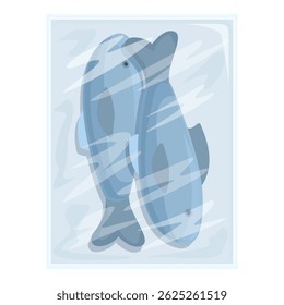 ** vector illustration of stylized fish design with watercolor texture, suitable for decorative themes. **