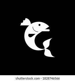 Vector illustration of a stylized fish - largemouth North American bass. Logo. Flat design.
