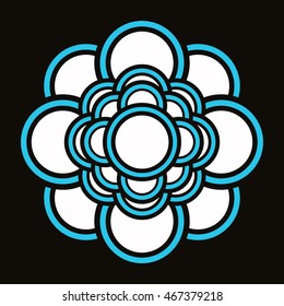 Vector illustration of stylized flower with blue lines