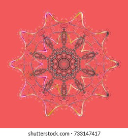 Vector illustration. Stylized Flowers. Design for Fabric or Wallpaper. Ethnic of Lace Snowflakes. Folk Style. Decorative Texture Background of Mandalas. Lacy Fashion Print for Textile.