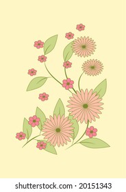 Vector Illustration of stylized flowers on pink background