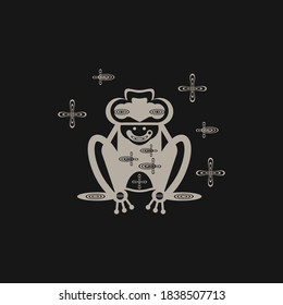 Vector illustration of a stylized frog. Colored background. Logo. Flat design.