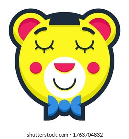 Vector illustration of a stylized funny sleeping friendly bear with a bowtie on a white background