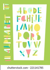 Vector illustration of stylized geometric beautiful color alphabet.