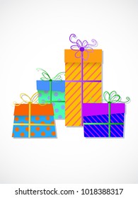 Vector illustration with stylized gifts and bows.