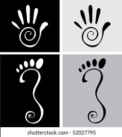 Vector illustration of stylized hand and foot