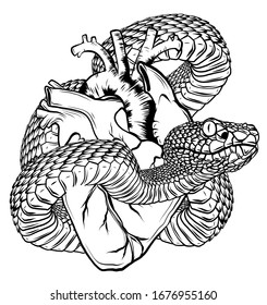 Vector illustration stylized heart with a snake