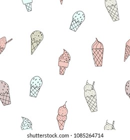Vector illustration. Stylized ice cream set. Element of seamless pattern . Cute vector objects.
