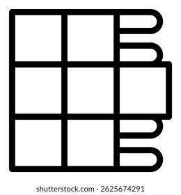 Vector illustration of a stylized icon featuring a stack of blank books side by side