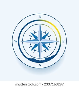 Vector illustration with stylized image of compass on white background. Illustration isolated from the background. 