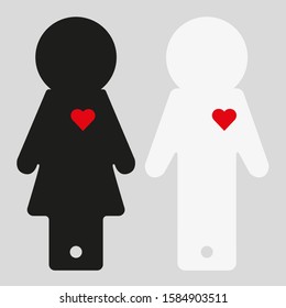 Vector illustration of a stylized image of a family. Black and white image of people.