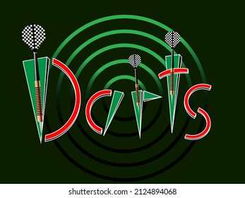 ilustración vectorial con una imagen estilizada de los símbolos del juego de dardos para impresiones en banners, postales, volantes, para el diseño de fondos para clubes de juegos, bares