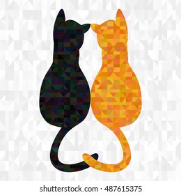 Vector Illustration. The Stylized Image Of Two Lovers Of Cats.