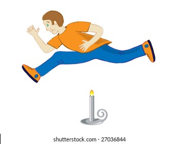 Vector Illustration Of Stylized Jack Be Nimble Nursery Rhyme.