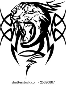 Vector illustration of stylized jaguars tattoo