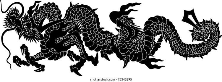 Vector illustration of stylized japan dragon. Clip art optimized for cutting on plotter. stencil for decor