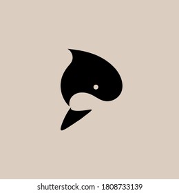 Ilustración vectorial de peces de ballena asesinos estilizados. Logotipo. Diseño plano.

