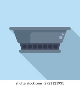 Vektorgrafik eines stilisierten Laptops im flachen Design, die einen Schatten auf pastellblauem Hintergrund wirft
