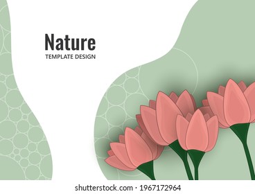 Vector illustration with stylized lily flowers. Floral pattern on a wave background. Sample of textiles in trendy colors.