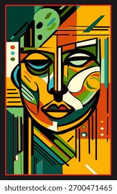 Vector illustration of a stylized mask in pop art style on colorful background