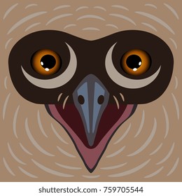 Vector illustration of stylized owl face.