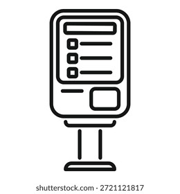 Vector illustration of a stylized parking meter in line art, isolated on a white background