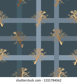 Vector illustration of stylized plants and plaids. This colourful, stylish seamless repeat pattern is perfect for gift, cards, wallpaper, scrapbooking, fabric, interior, paper and art projects.