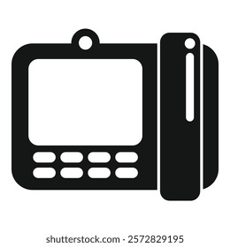 Vector illustration of a stylized portable electronic device icon in black and white