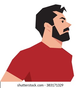 Vector illustration of a stylized portrait of a hipster man on a white background